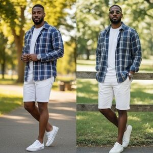 Eddie Bauer Blue and Yellow Plaid Flannel Shirt